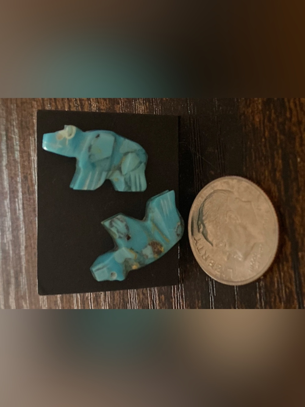 Turquoise Bear  Carved Stone Bear Earrings by Chris McCabe
